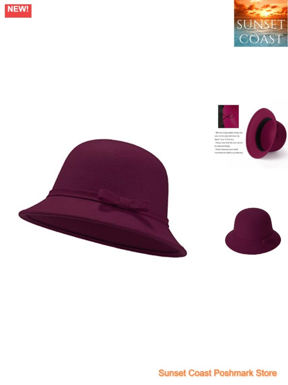 Women Felt Bucket Hat Adjustable Wool Vintage Bowknot Suede